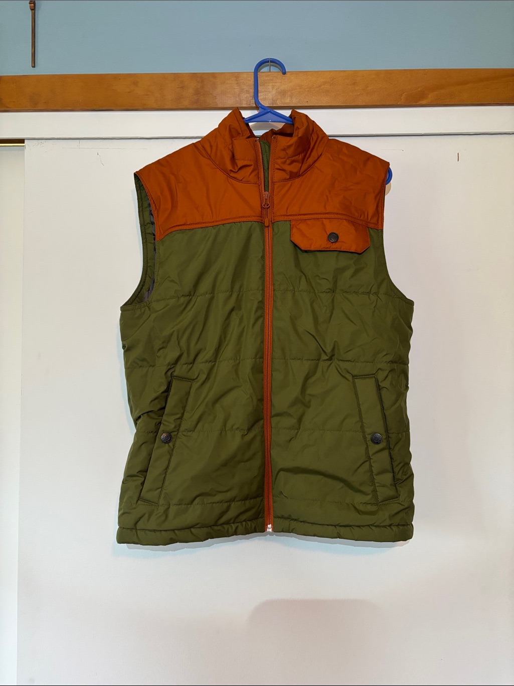United By Blue Green Orange B100 Fill Bison Puffer Vest Medium